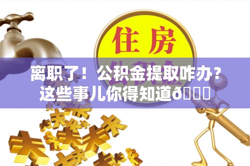 铁西离职了！公积金提取咋办？这些事儿你得知道😎